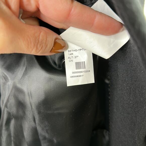 MICHAEL KORS Black Nylon Wool Overcoat Long Sleeve Button Up Jacket Size‎ 14R - Picture 9 of 11